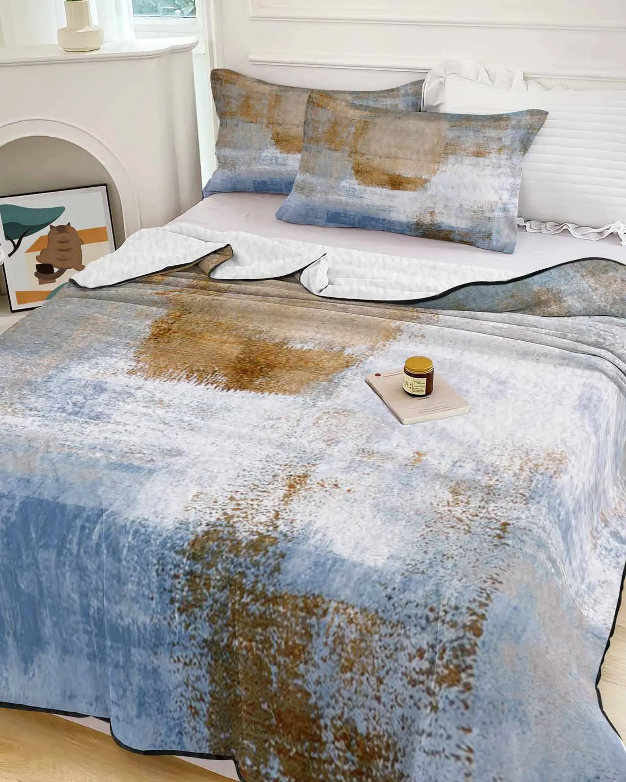 

Geometric Abstract Oil Painting Cooling Blankets Air Condition Comforter Lightweight Summer Quilt for Bed Soft Thin Quilt
