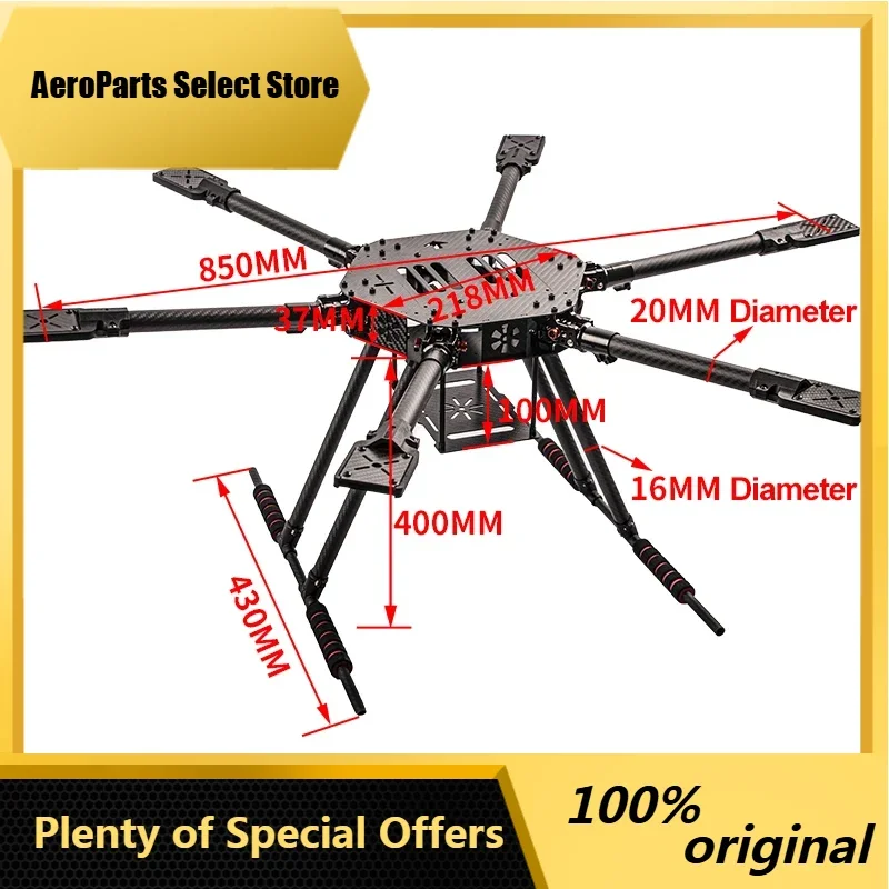 AP1LX850/zd850 Full Carbon Fiber 850mm Hexa-Rotor Frame Foldable Arm Hexacopter Frame Kit With Flodable Landing Gear For FPV