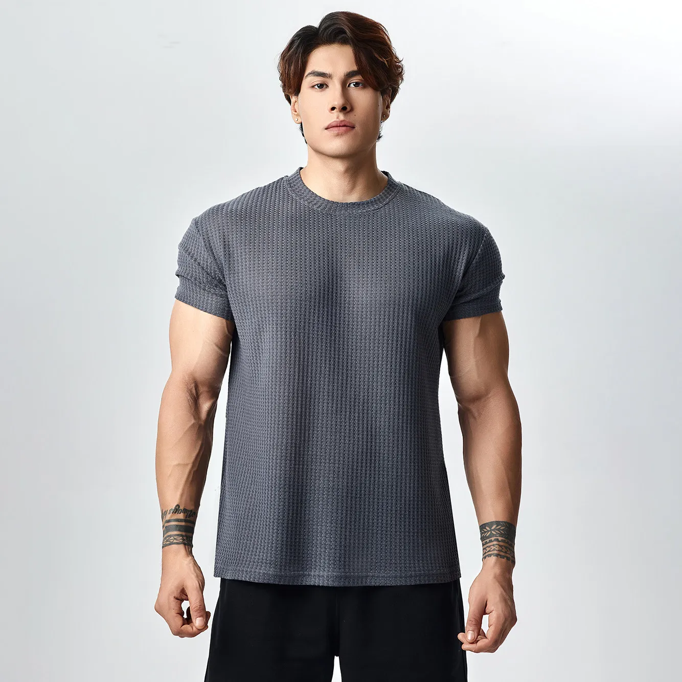 

Gymdog Men's Short Sleeve T-Shirt round Neck Training Fitness Casual Breathable Polyester Sports Wear Summer Sleeveless Top