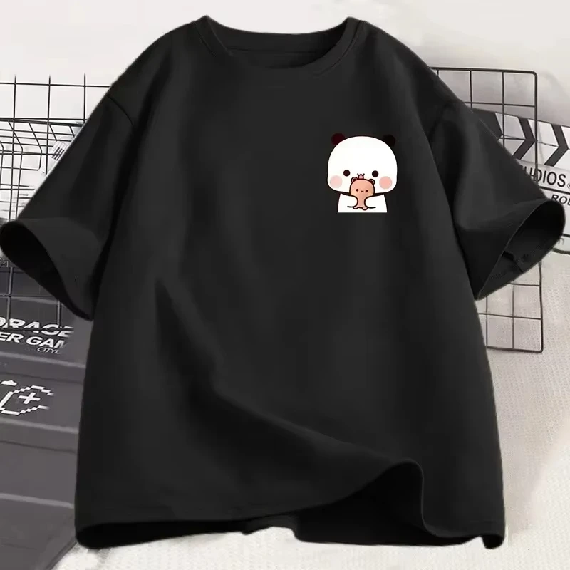 Panda Bear Bubu Dudu and Their Babies T Shirt Fashion Funny Couple T-shirt Women Men Fashion Casual Short Sleeve Tees Clothing