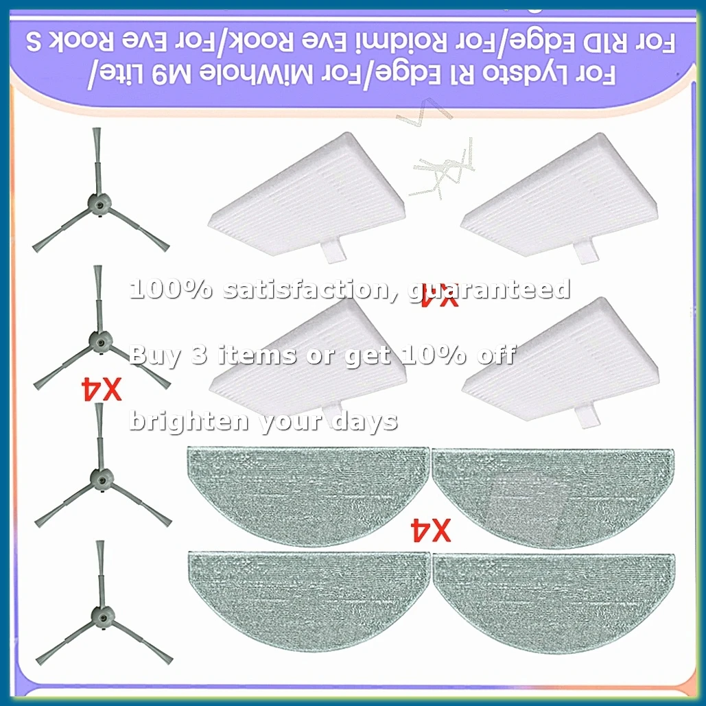 For R1 Edge/MiWhole M9 Lite/R1D Edge/ Eve /Eve S Replacement Parts Brush Mop Cloth Hepa Filter