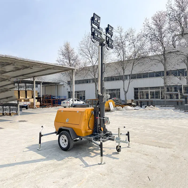 Mobile Light Tower with Diesel Generator Stable Outriggers Anti Wind High Mast LED Trailer for Railway Maintenance