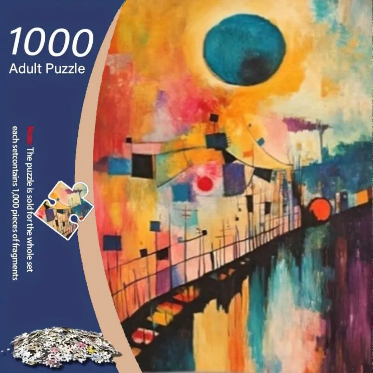 1000pcs Wassily Kandinsky Romantic Landscape Abstract Art Jigsaw Puzzle for Adults & Artists - Vibrant Colors, Frameless Desig
