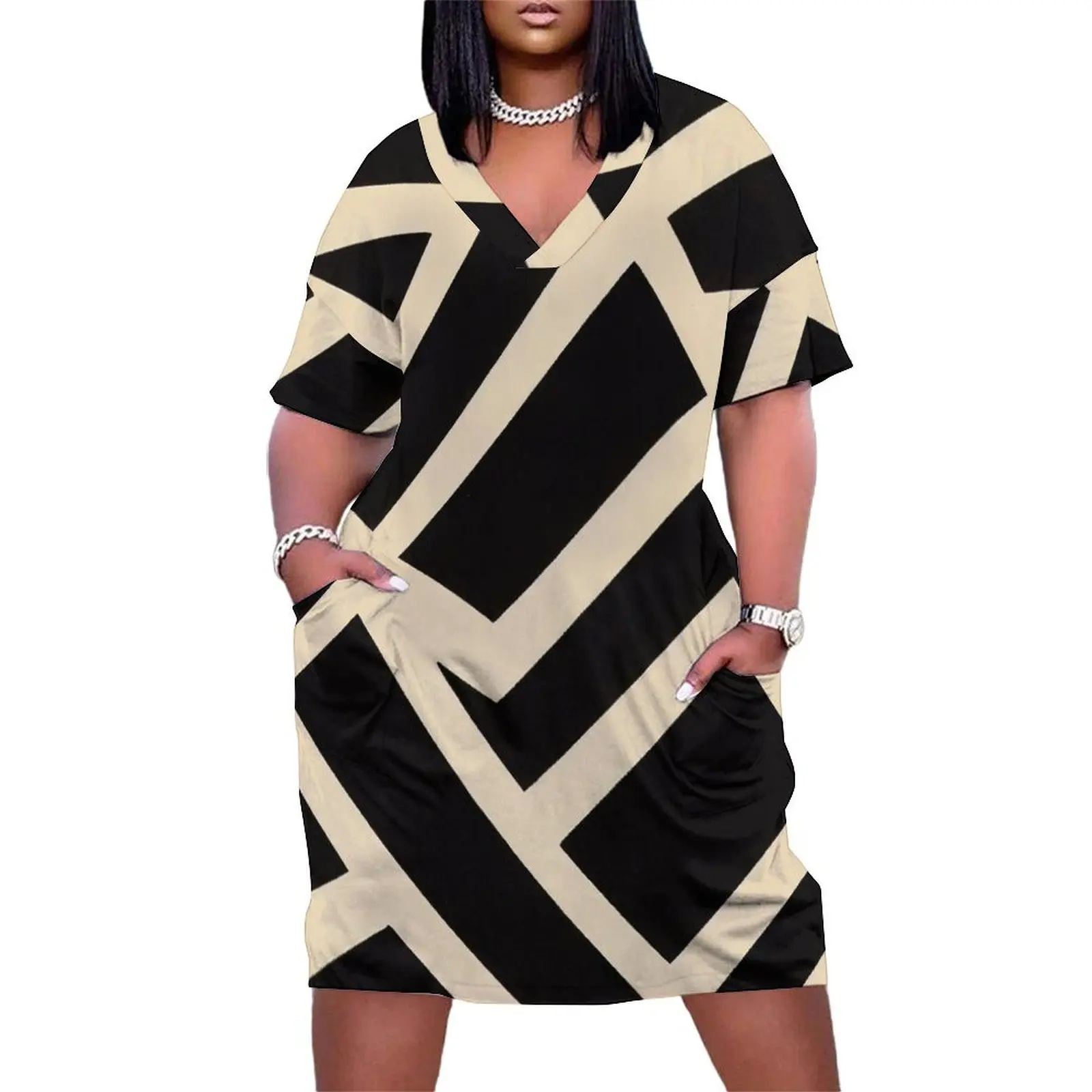 

Geometric pattern design Loose Pocket Dress ladies dresses for special occasion womens dress dress for women 2025