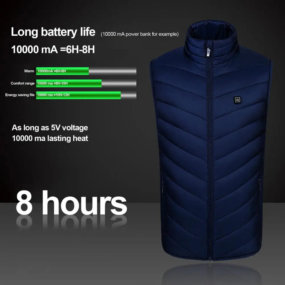 

Electric Heating Vest Vest Coat for Men with Built-in Carbon Fiber Wire Stand Collar Design Thermal Warmth Technology Men Vest