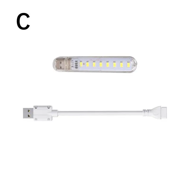 [YOUU]USB LED Night Light 8LEDs Book Lamp Extension Pole Plug Adapter For Reading Notebook Power Bank Type-C And USB Interfaces