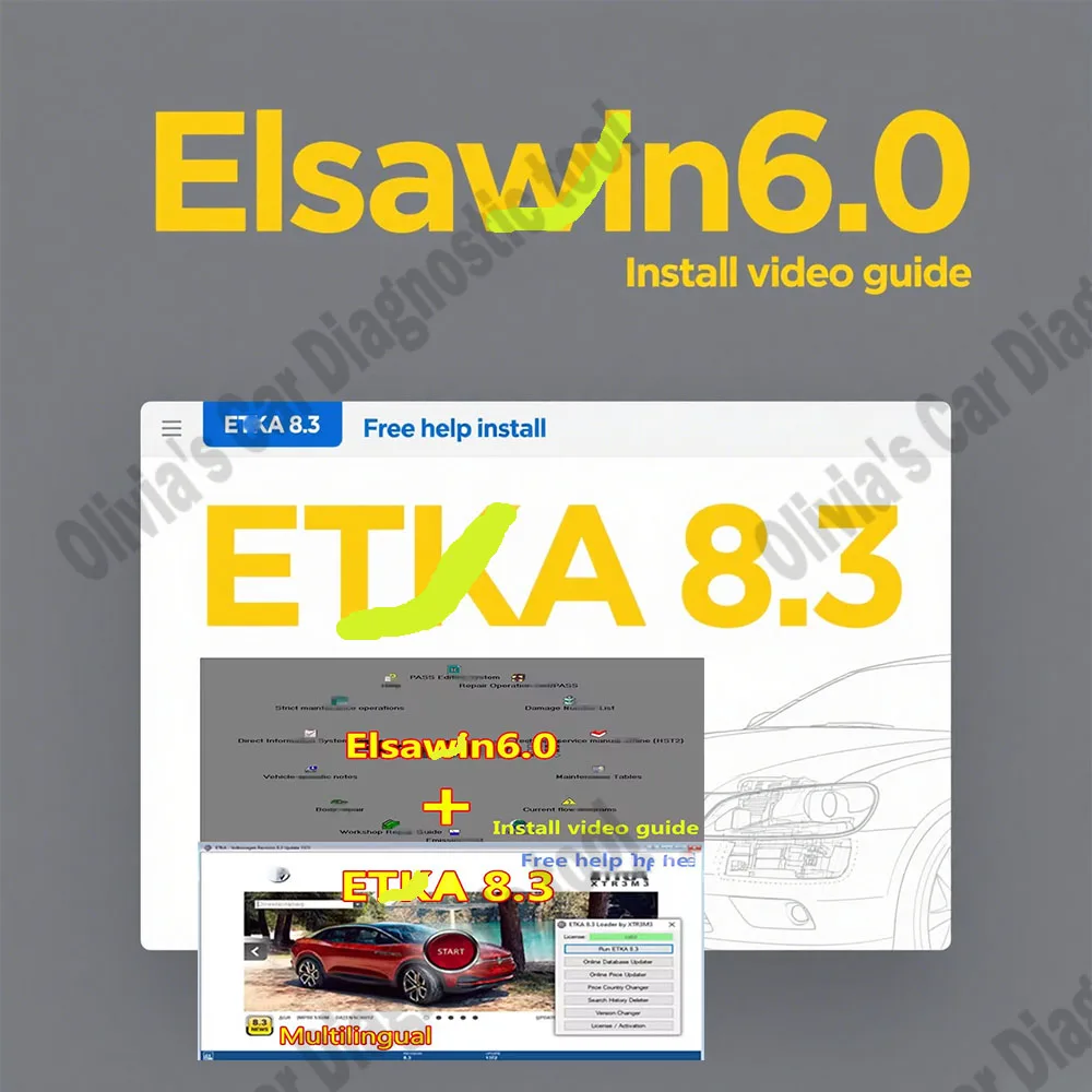 

New Car Repair Software obd2 scanner Elsawin 6.0 + Etka 8.3 Electronic Parts Catalog Elsa win 6.0 For Car accessories Software