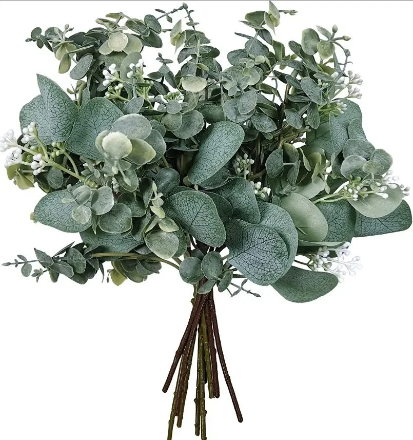 

10 Pcs Mixed Artificial Oval Eucalyptus Leaves Stems and Spray for Vase Floral Wreath Bouquets Wedding Greenery Decoration 10 Pc