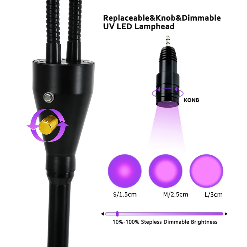 2 In 1 Lash Uv Light Lamp for Eyelash/Hair Extensions UV Lamp 360° LED double-end Floor Lamp for Professional Beauty Salon