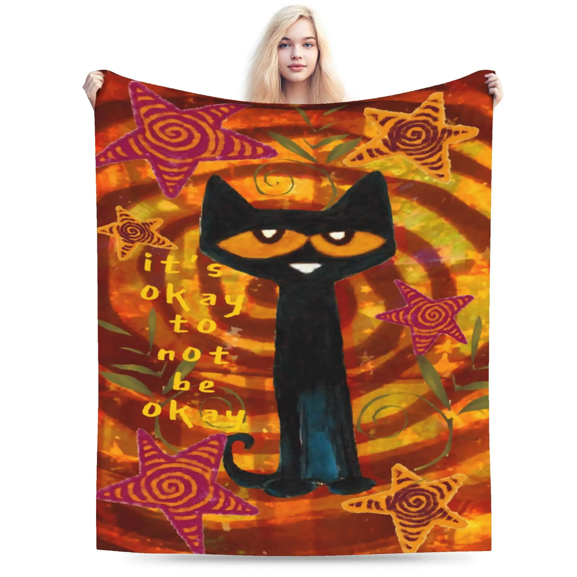 Cozy Pete The Cat Blanket Stuff Bedding Decorative  Blanket Throw Soft Fleece for Bedroom