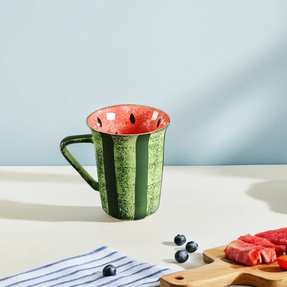 

Ceramic Watermelon Water Cup Coffee Milk Mug Household Beverage Cup Tea Juice Daily Use Water Mug Beverage Cups