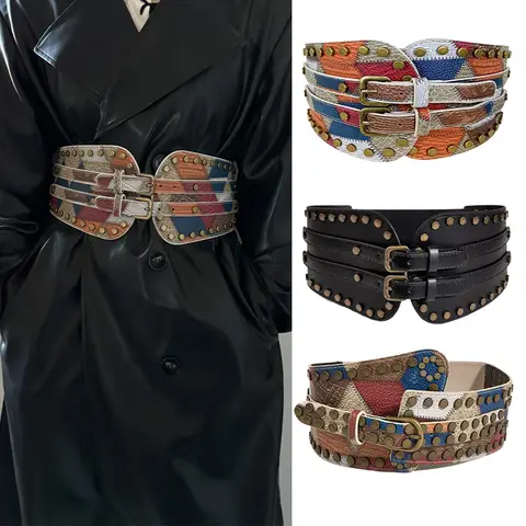 Nuevos cinturones de corsé anchos elásticos para mujer, cinturón de talla grande, pretina para vestido femenino, fajas elásticas grandes, accesorio de ropa