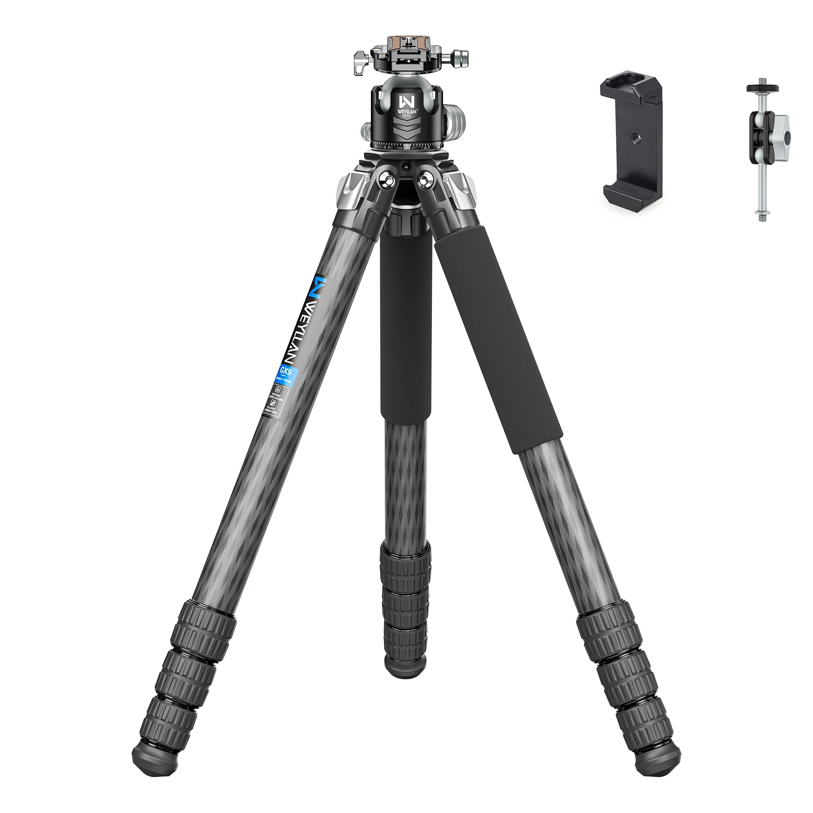EVUMO WEYLLAN GX9 Heavy Duty Carbon Fiber Stativ Kompakte Kamera Stativ Einbeinstativ Rohr 40mm mit Kugelkopf für Teleobjektiv Last 40kg 6