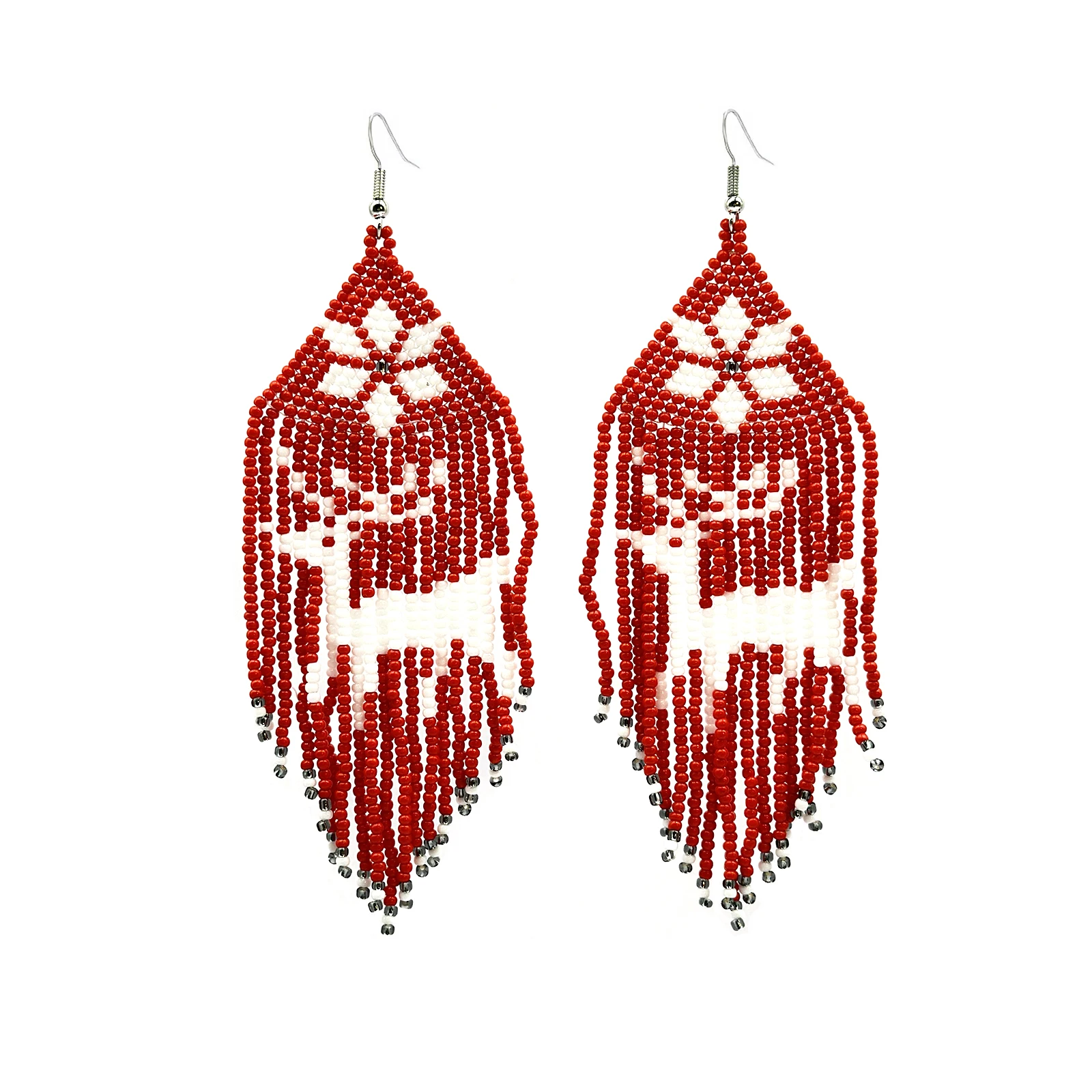 Christmas elk beaded tassel earrings seed beads hand-woven glass beads earrings lady jewelry suitable for daily wear holiday gif