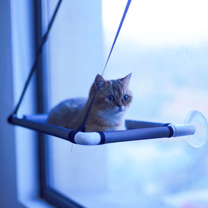 All Season Plastic Suction Cup Cat Window Hammock Detachable Washable Pink Hanging Resting Bed Indoor Use