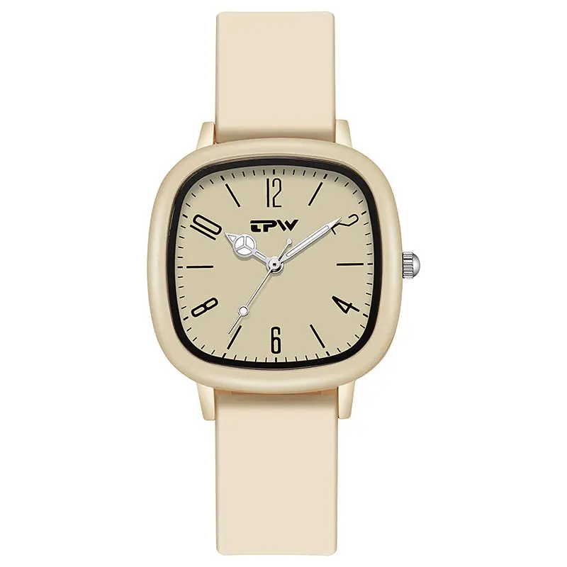 Fashion 34mm Kids Sport Wrist Watch Luminous Waterproof Square Quartz with Personalized Arabic Numerals Silicone Band for Child