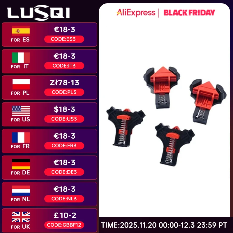 

LUSQI Lightweight Right-Angle Clamp for Picture Frame Crafting Handmade Model Anti-Slip Jaw Home DIY Woodworking Clamp Set