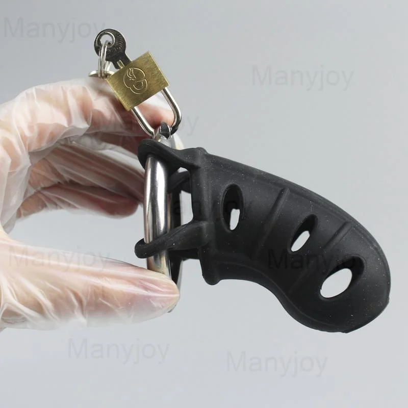 HotX Male Soft Silicone Chastity Cage Penis Lock Cock Ring Chastity Penis Cages Lock Adult Bondage Adult Sex Toys for Men