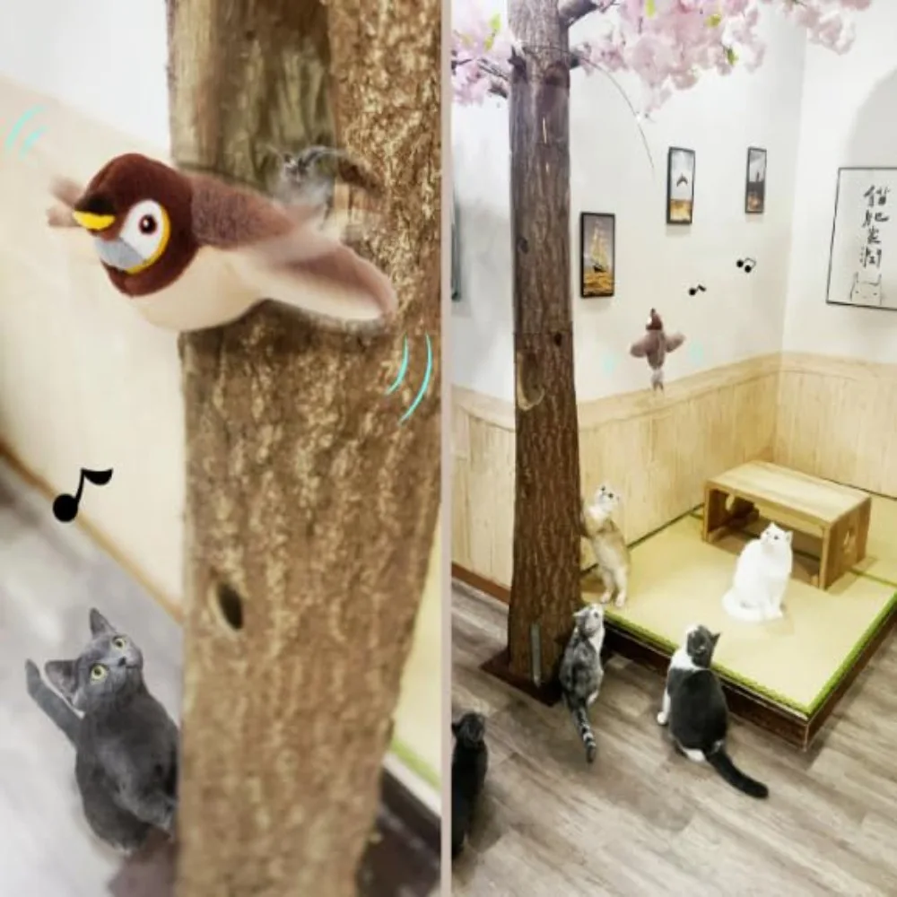 

Электронная интерактивная птичка-воробей для кошек, USB, подвесная, сенсорная, реалистичная, издающая звуки, имитация воробья для питомцев