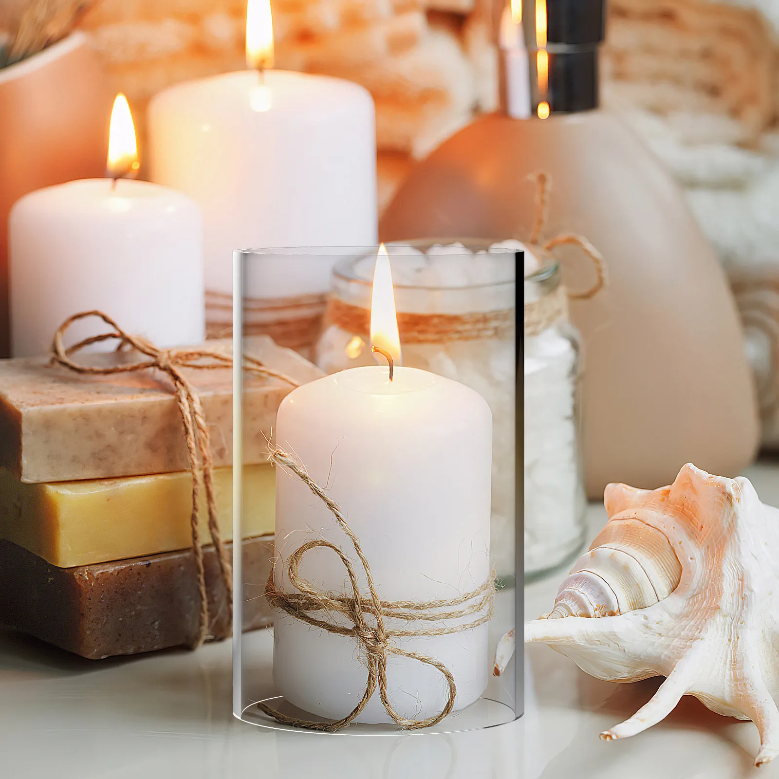 3Pcs Premium Clear Glass Covers Open Ended Cylinder Shades Windproof for Warm Ambience Household