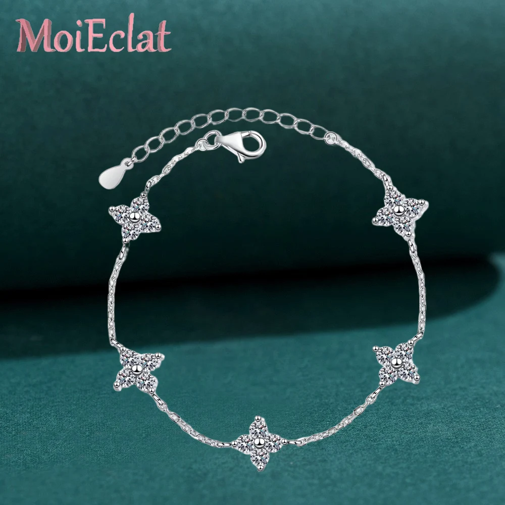 

Fashion 2 Carat Moissanite Stars Bracelet for Girlfriend, Shimmering Platinum PT950 Bangle Luxury Female Wedding Fine Jewelry