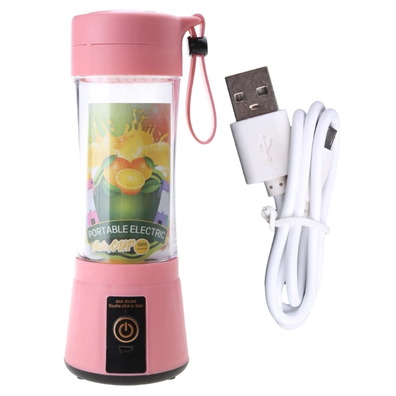 USB ความปลอดภัยไฟฟ้าถ้วยคั้นน้ำผลไม้เครื่องผสมน้ำผลไม้มินิแบบพกพาเครื่องปั่น 380ml Drop Shipping