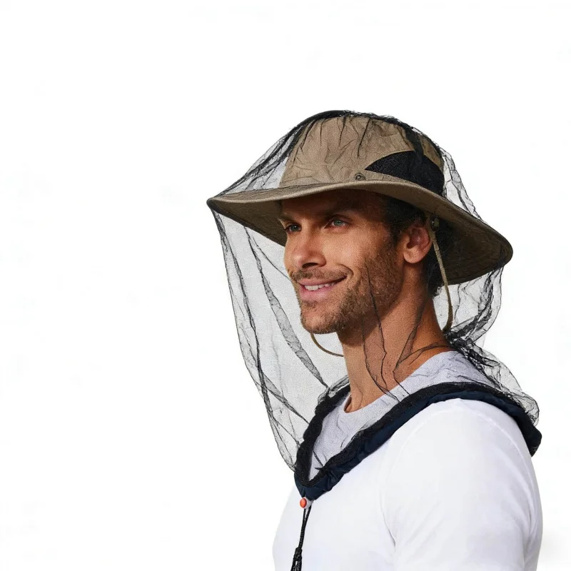 Outdoor Beekeeping Fishing Anti-Mosquito Bite Artifact with Face Shield Breathable Sun Protection Mesh Mosquito Repellent Hat He