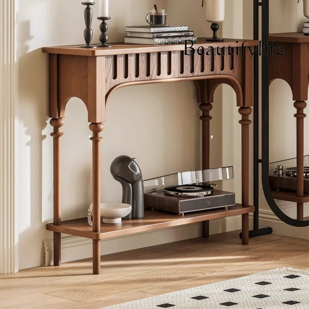 

French entrance table retro solid wood stilt entrance table against the wall facing the door entrance cabinet