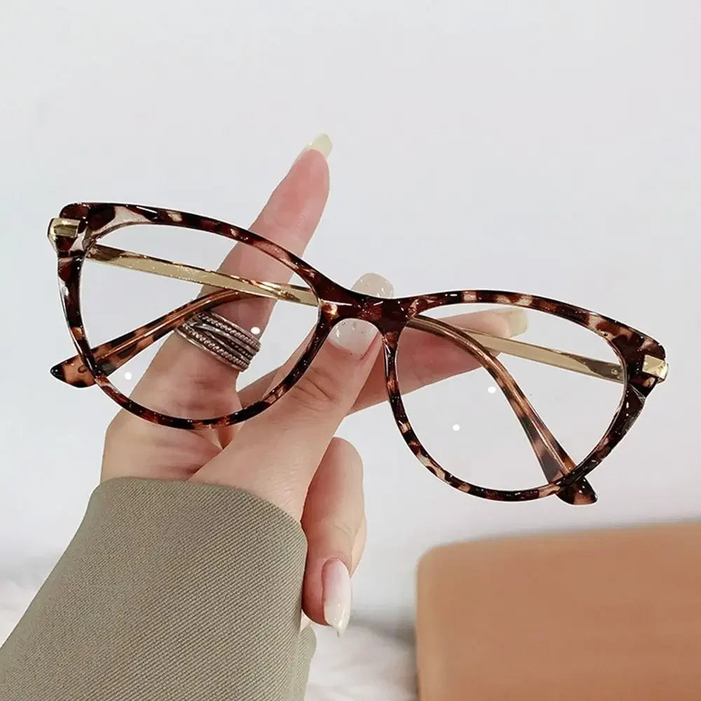 

Fashion Cat Eye Anti Blue Light Glasses Women Men Big Metal Frame Blocking Computer Reading Eyeglasses Clear Optical Spectacles
