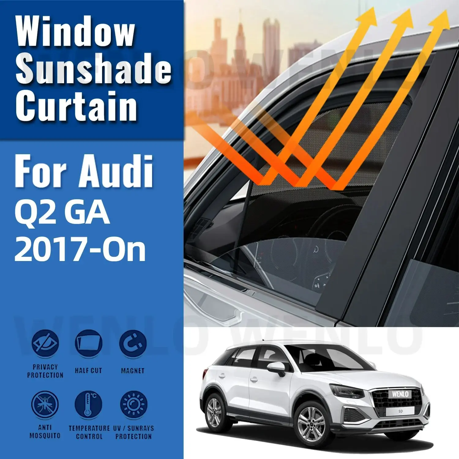 

Для Audi Q2 GA 2017-2024 автомобильный солнцезащитный козырек переднее лобовое стекло занавеска Задняя деталь