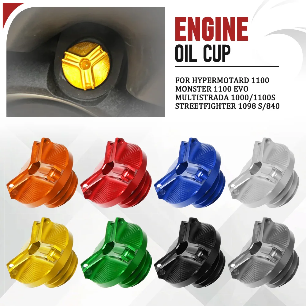 

For DUCATI HYPERMOTARD 1100 MONSTER 1100 EVO MULTISTRADA 1000/1100S STREETFIGHTER 1098 S/840 Engine Oil Filler Cap Plug Cover