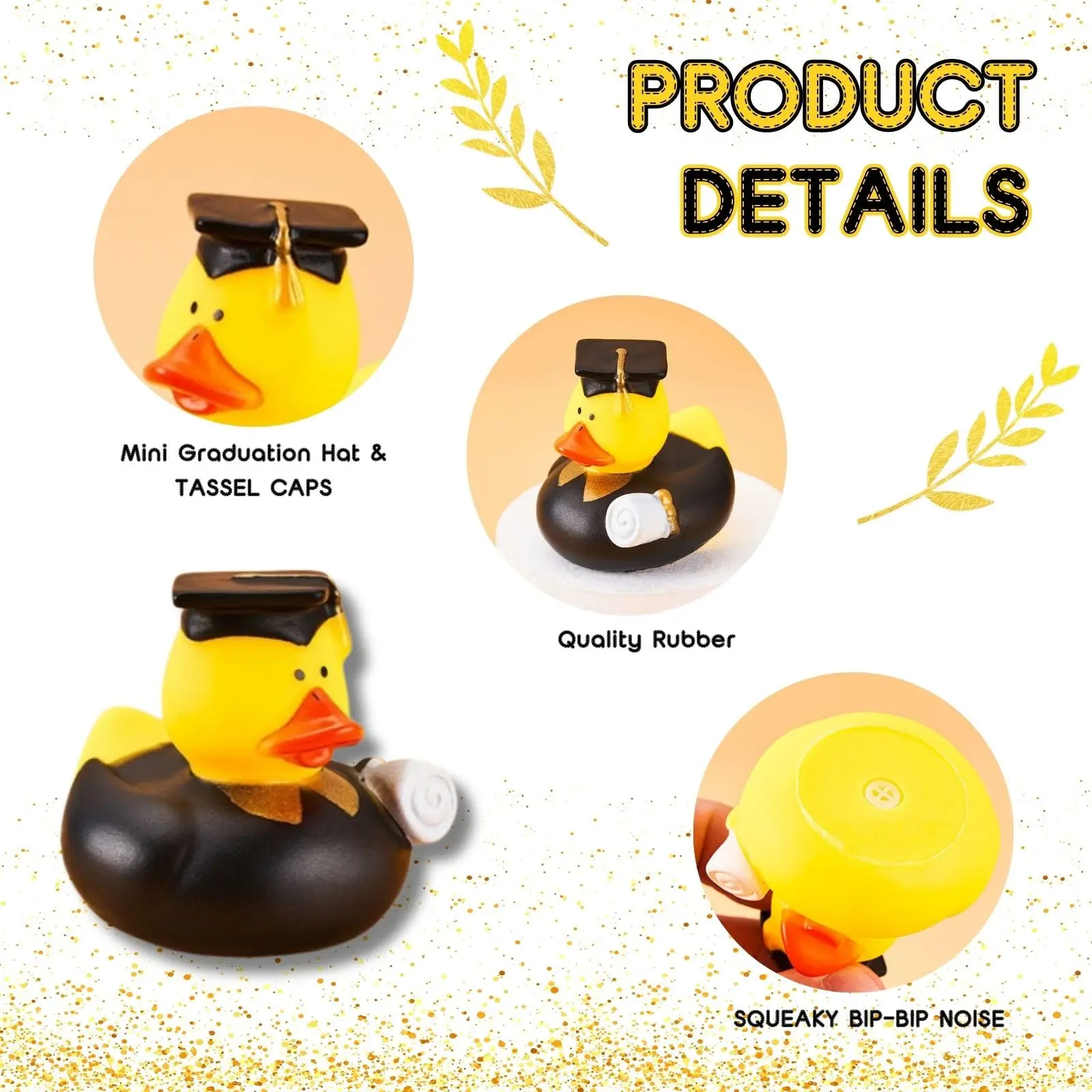 Mini canards en caoutchouc pour remise de diplôme, 52 pièces, canard jaune en vrac pour flotteur de piscine, cadeaux de fête, décoration de récompense en classe, cadeaux