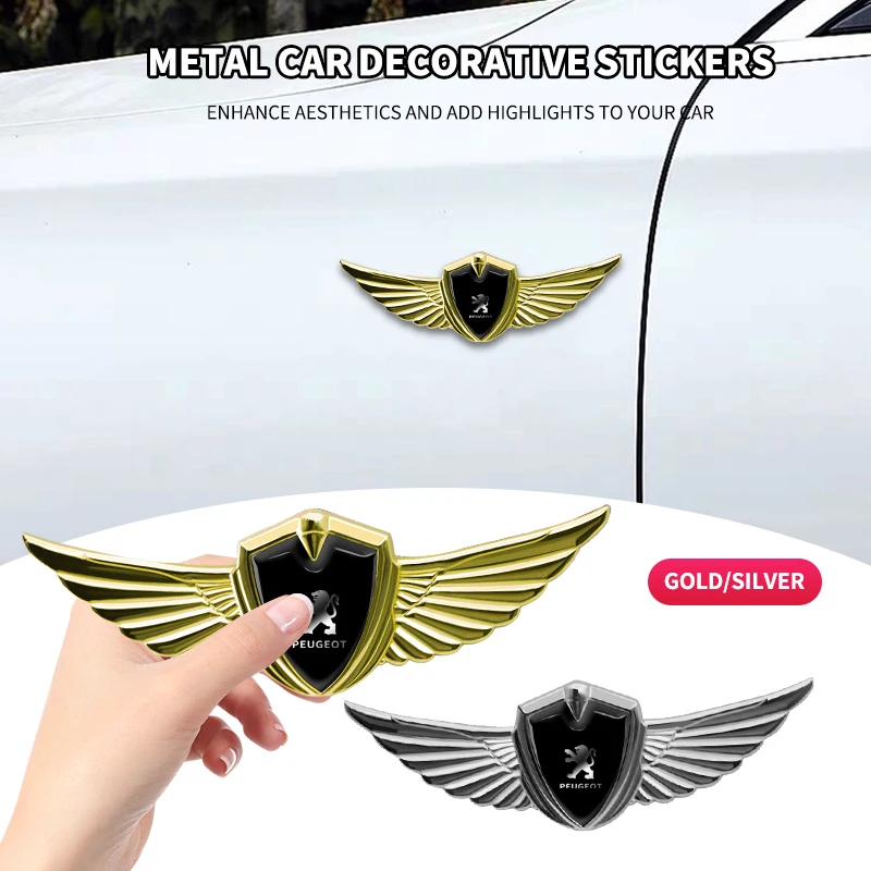 1Pcs Metal Car 3D Eagle Angel Wings Logo Trunk Fender Sticker For Peugeot Mercedes Benz Alfa Romeo Renault MINI Seat Chevrolet