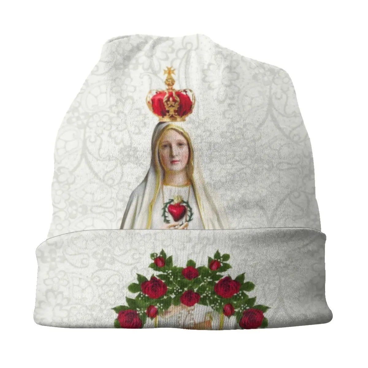 Our Lady Of Fatima Skullies Beanies Caps Winter Warm Knitting Hats Unisex Adult Portugal Rosary Catholic Virgin Mary Bonnet Hats