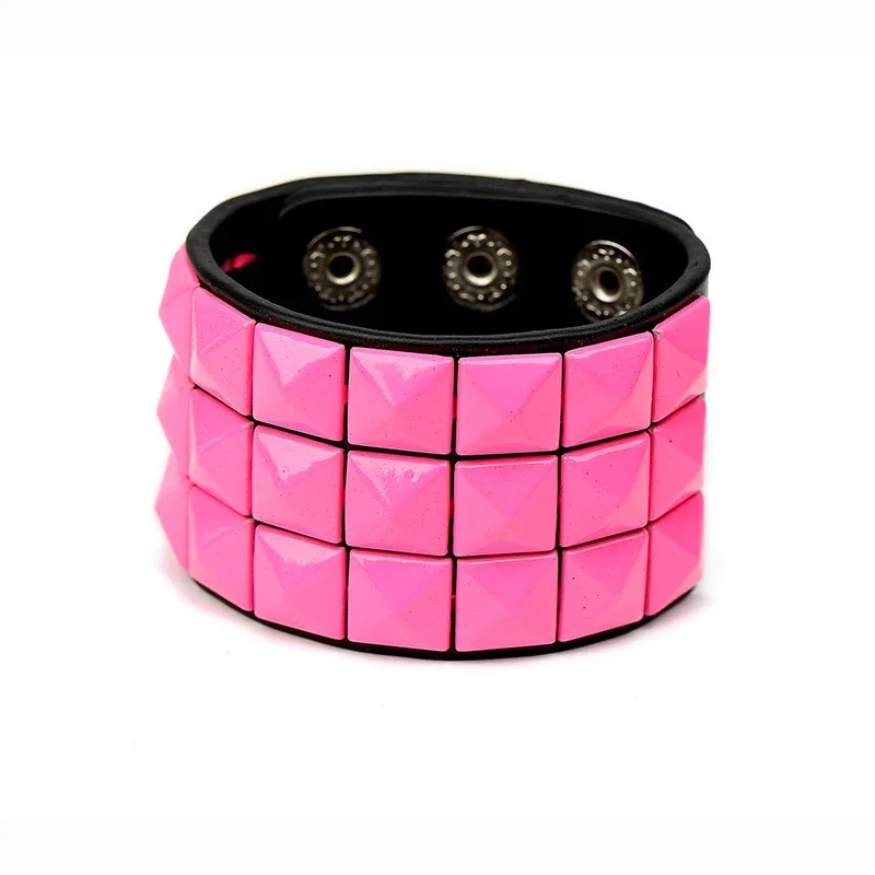 Fashion 9 Colors Double Belt Leather Wrist Friendship Big Wide Bracelet For Male Female Buckle Vintage Punk Jewelry