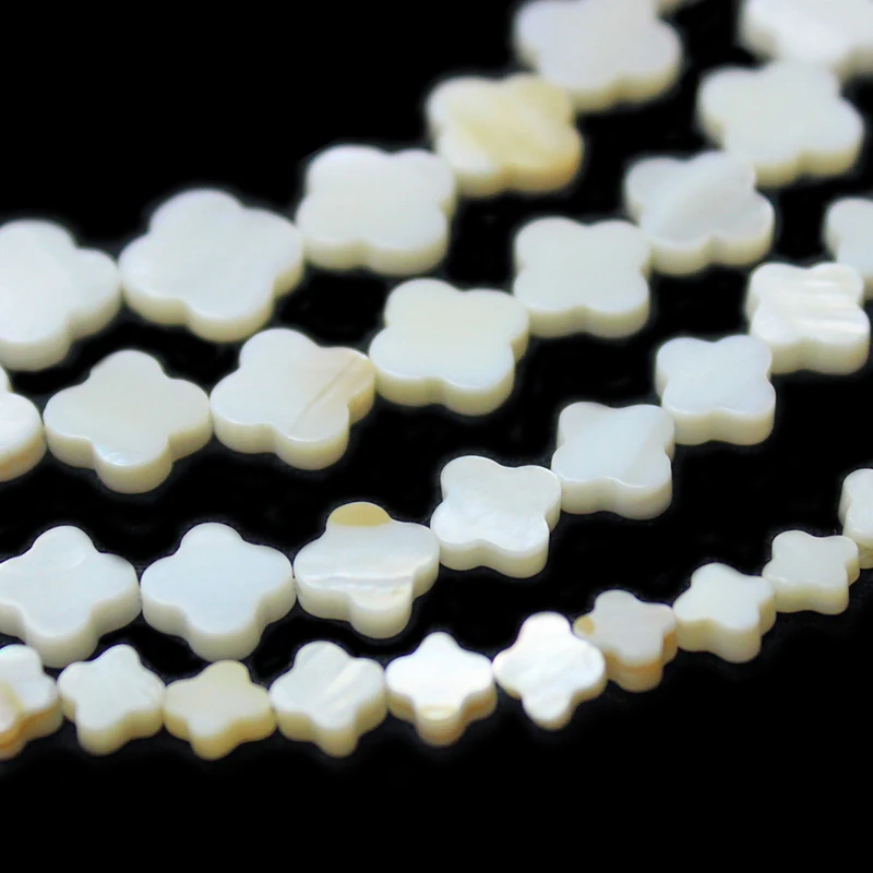 Natural Shell Beads White Mother Of Pearl Shell Clover Shape Beads 6 8 10 12 14mm Beads For Diy Bracelet Necklace Jewelry Making