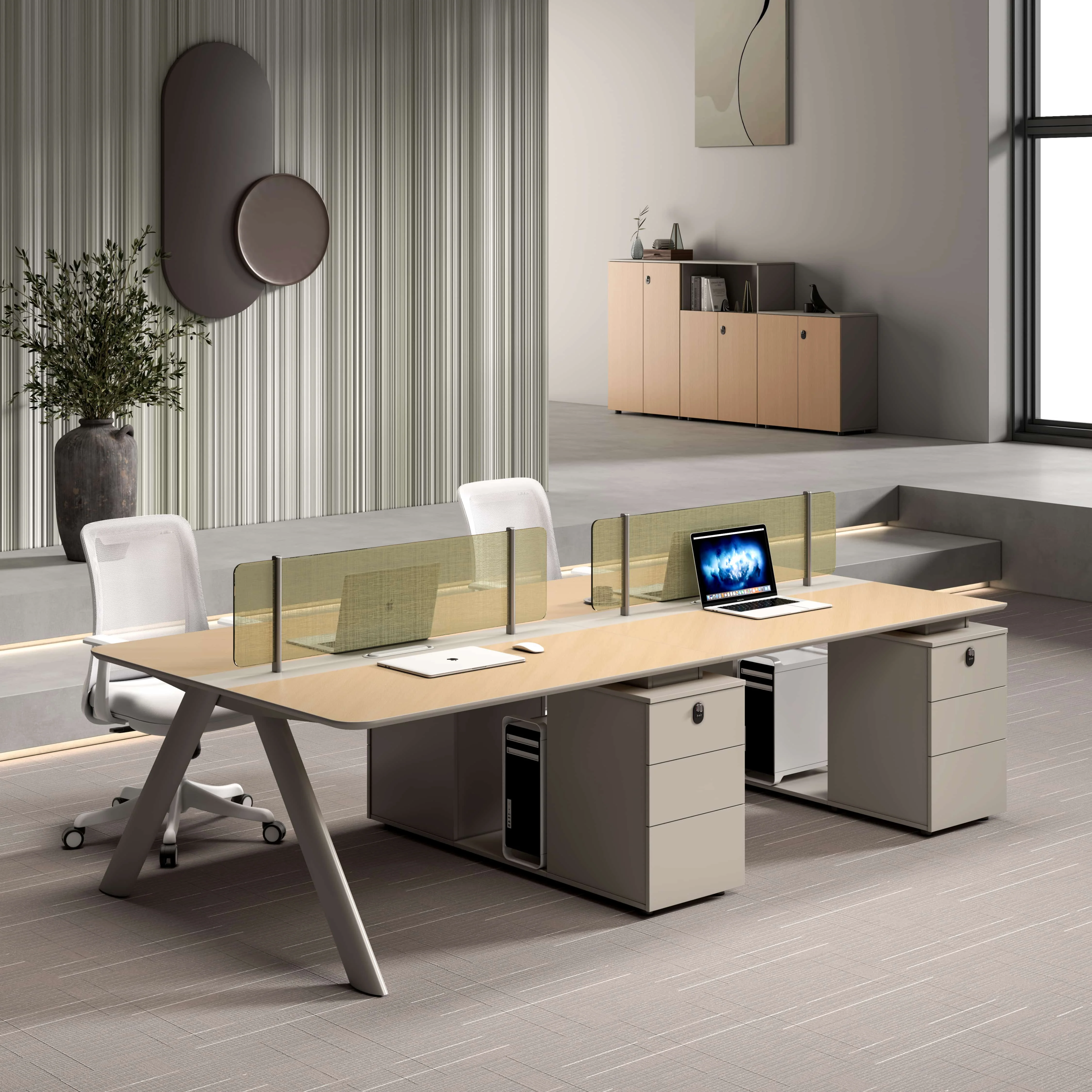 

Executive Modern Office Furniture 4 Seat Cubicle Modular Workstation Partition Premium Durable Solid Wood Office Desks Custom