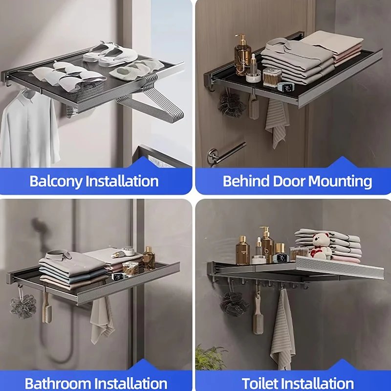 Customizable Balcony Drying Racks Retractable Drying Net Foldable Multifunctional Stainless Steel Sock Wall Shelf