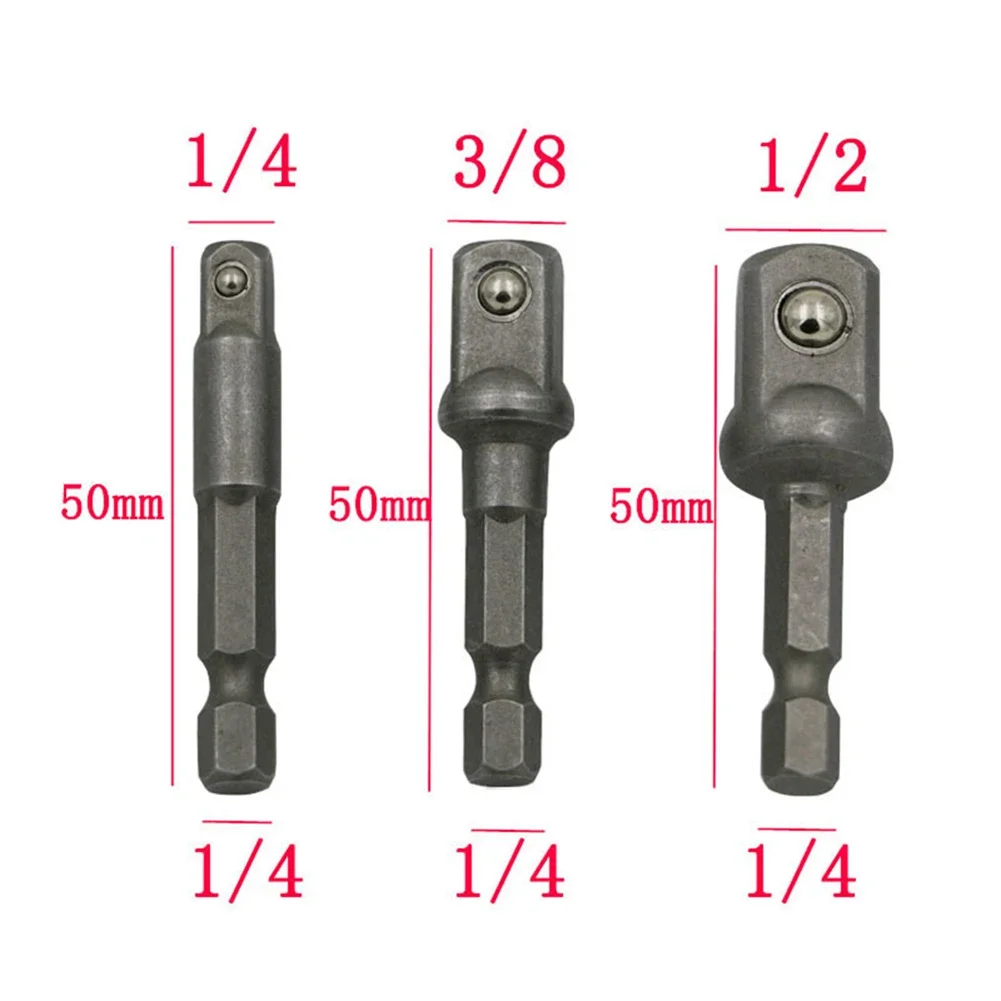 3/1Pcs 1/4 3/8 1/2 Bit Drive Socket Adapter 360° Rotatable For Cordless Drill Ratchet Extension Socket Wrench Adapter Set