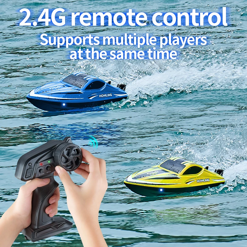 HJ818 2.4GHZ RTR brushed RC electric simulation high-speed boat model remote control boat with LED lights Children's boys' toys