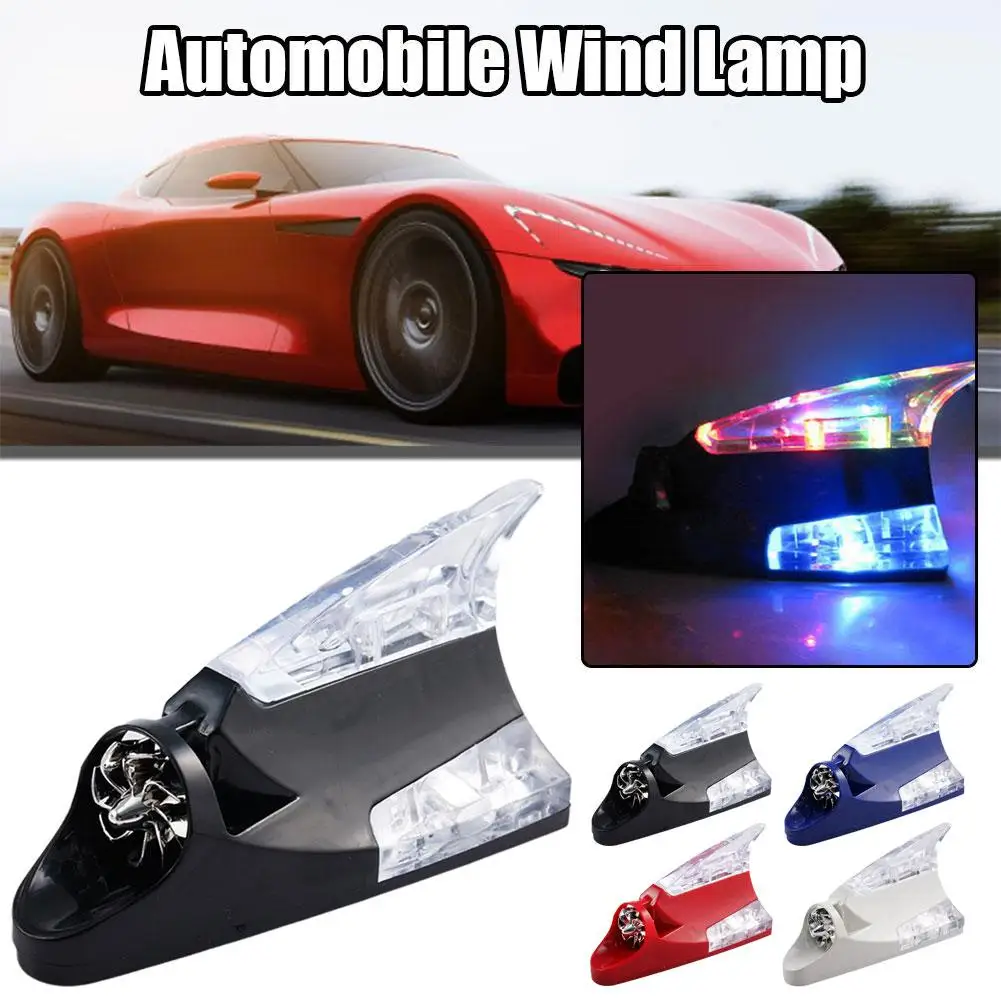 

Car Shark Fin Shaped Wind Lamp Anti Rear Collision Flash Explosion Antenna Car Decorative Light Accessory Modification J6R7