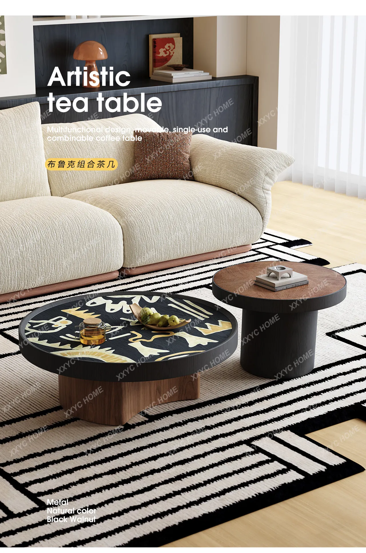 Medieval style coffee table combination living room home  high sense dopamine art round coffee table