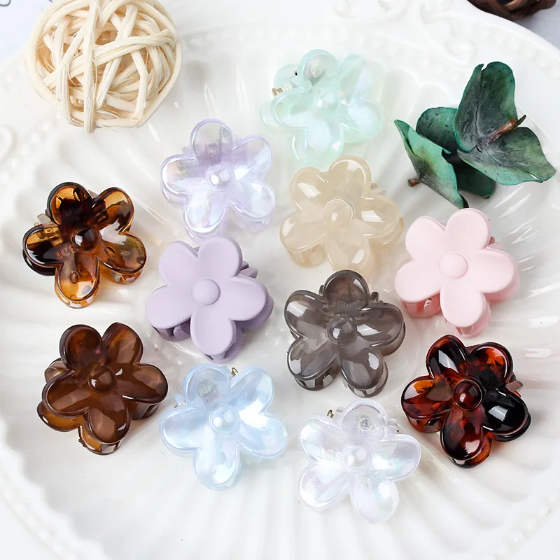 

2cm Mini Hair Claw Floral Shark Clip Crystal Sparkle Braid Summer Fresh Hair Accessories