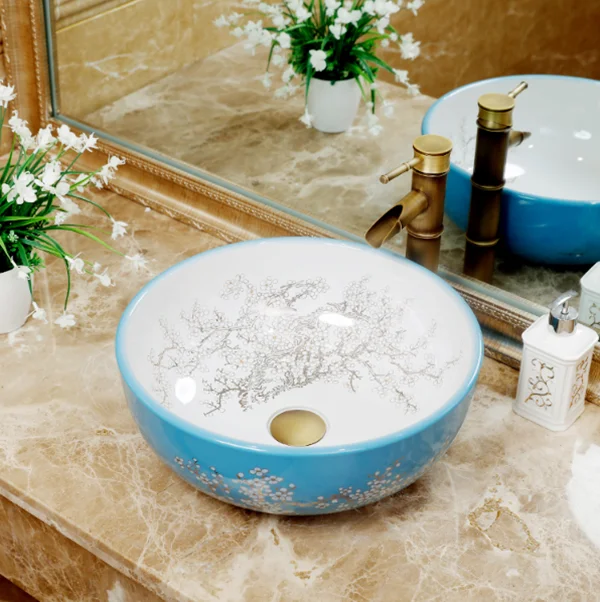 

Porcelain bathroom ceramic counter top sinks round wash basin popular in europe art basin chinese bathroom sink