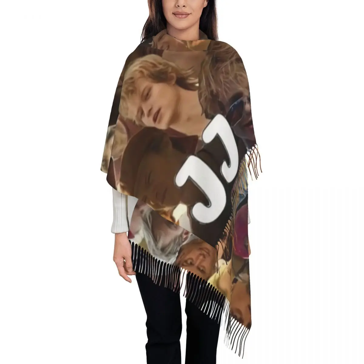 Custom JJ Star Maybank Rudy Pankow Tassel Scarf Women Soft Outer Banks Shawls Wraps Ladies Winter Scarves