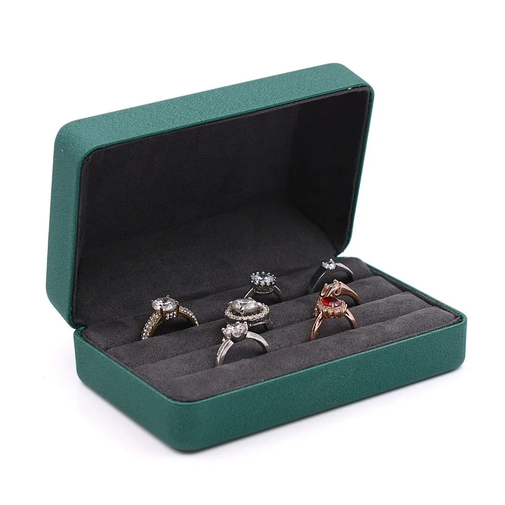 

Бархатный органайзер для колец, штабелируемая дизайнерская коробка для хранения колец из искусственной кожи, мини-изысканная витрина для ювелирных изделий, дорожное хранение