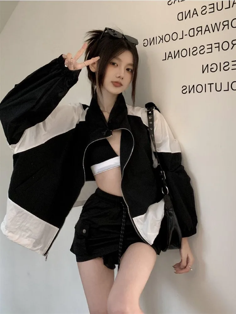 Korean Version of The Casual Sports Coat Oversized Y2K Summer Thin Section Outdoor Sunscreen Windbreaker Varsity Jacket Women