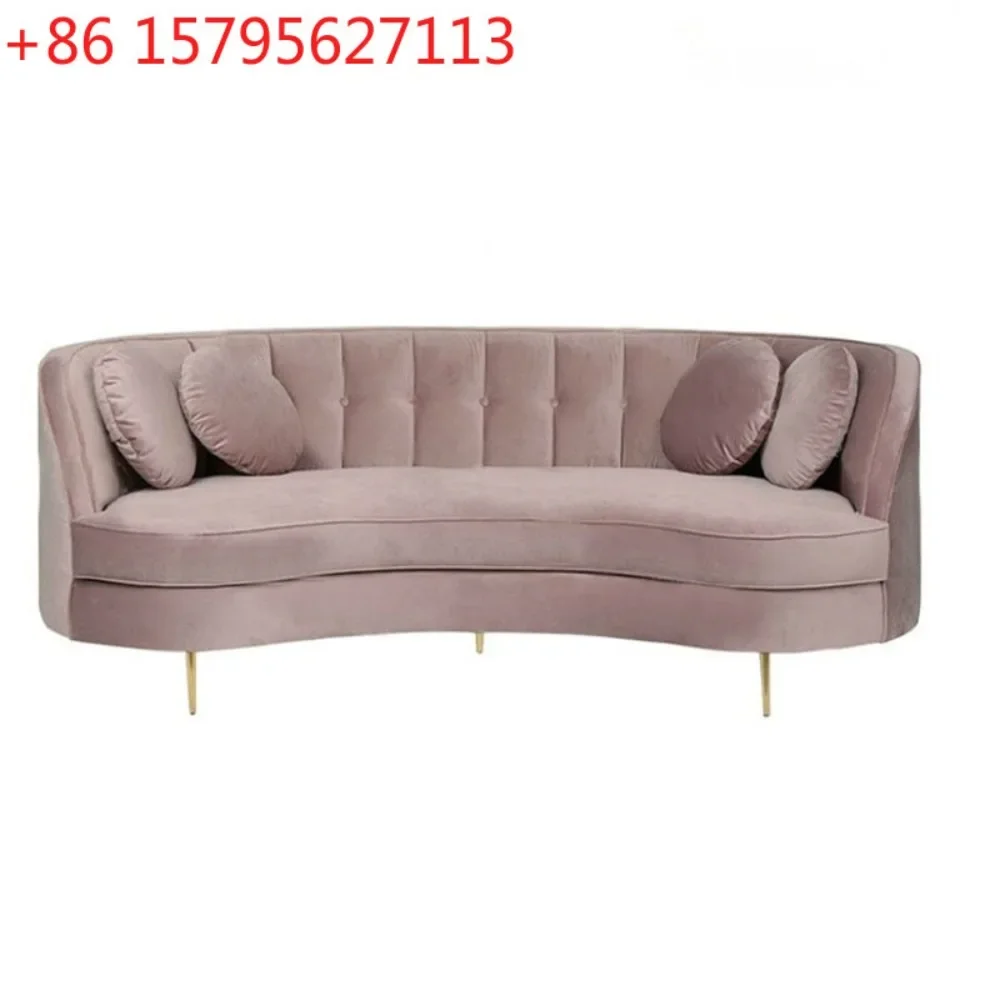 Light luxury fabric three-person sofa velvet pink dark green