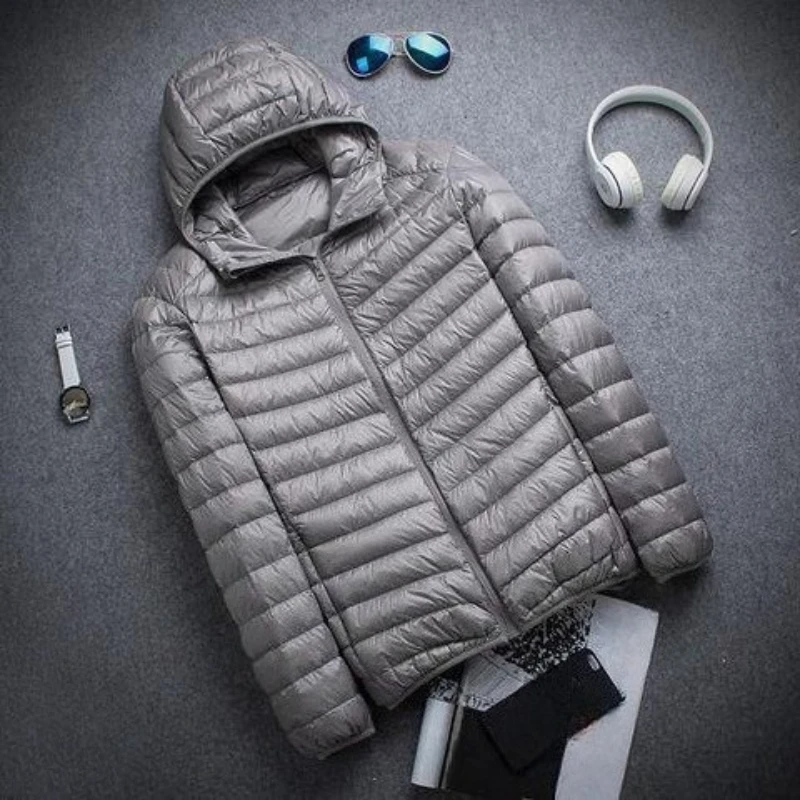 ​ Beperkte voorraad heren slanke donsjas, ultradunne opstaande kraag, capuchonjas, herfst-winter thermische kleding ​
