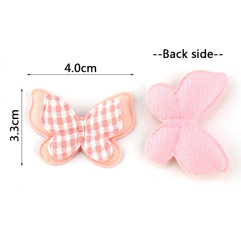 25Pcs 3.3*4cm Appliques imbottite a farfalla a due strati fatte a mano per copricapo per bambini accessori per decorazioni artigianali con forcina